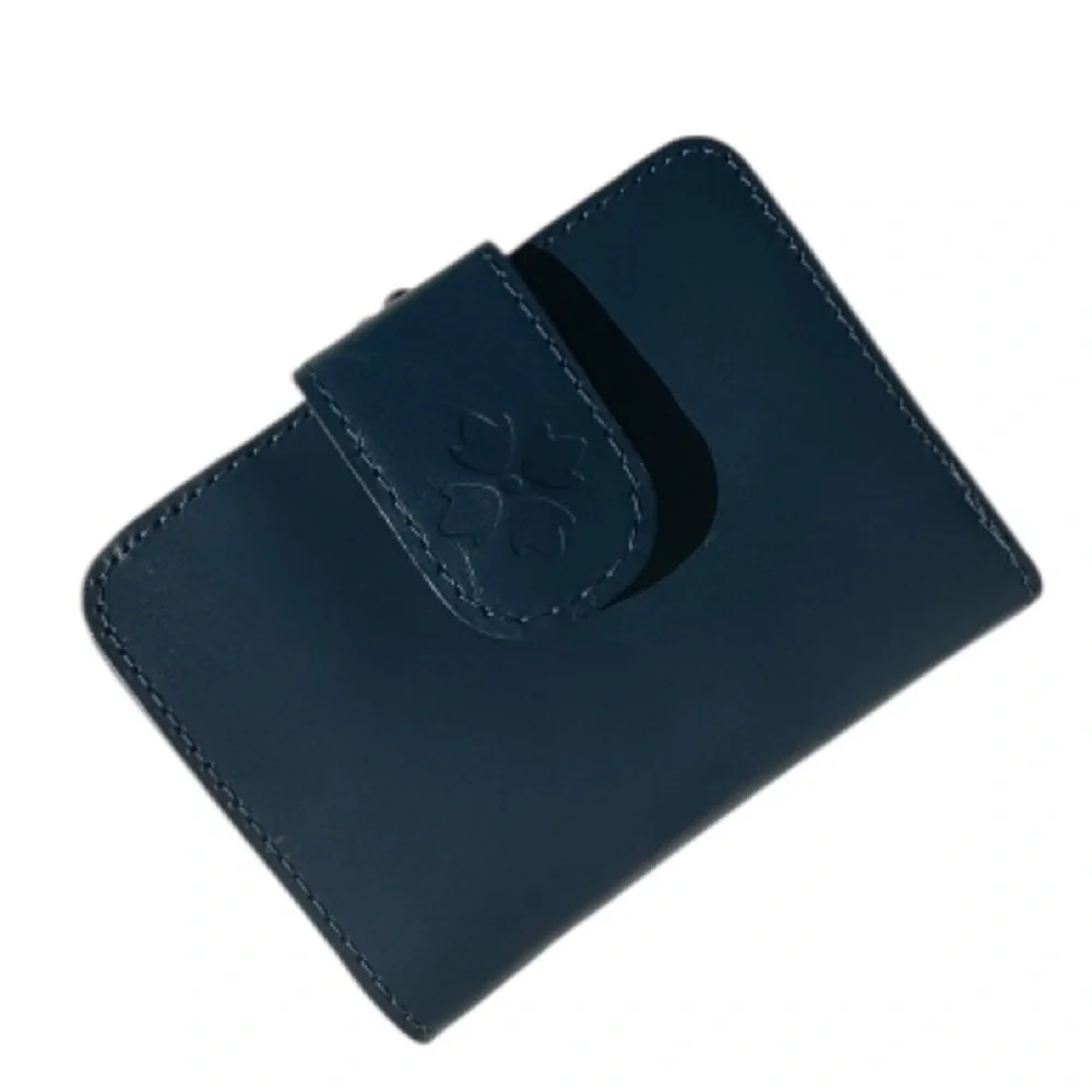 Patricia Nash Iberia Wallet Cerulean Blue Distressed Vtg Leather Bi-fold Wallet